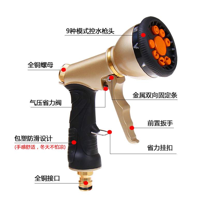 家用园林花园浇水洗车浇花水枪神器防爆防冻乳胶伸缩水管软管套装