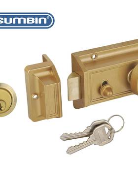 老式二保险弹子门锁/方形锁金色外装门锁3564
