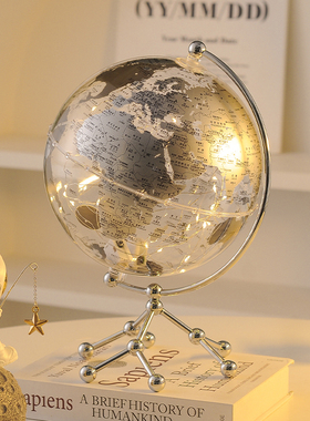 透明地球仪摆件现代轻奢高级感酒柜电视柜办公室书柜设计师装饰品