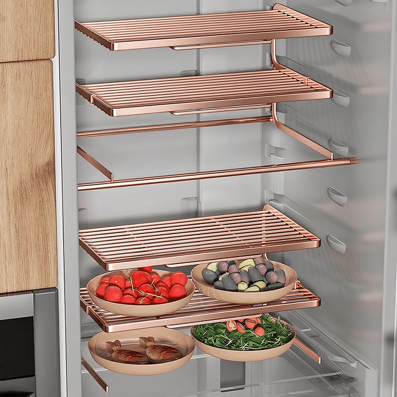 厨房冰箱隔层架整体橱柜分层架子冰柜内部置物架剩盘子子收纳整理