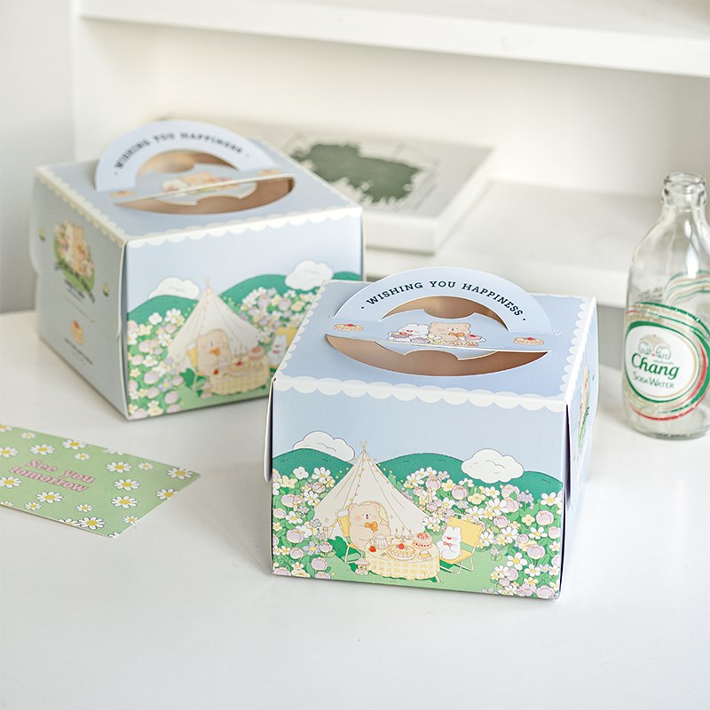 生日蛋糕盒包装盒子4寸蛋糕盒四寸小5寸蛋糕盒手提泡芙盒子可定制