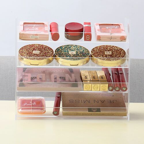 加厚亚克力眼影收纳盒透明梳妆台口红 气垫粉饼化妆X品置物架桌面
