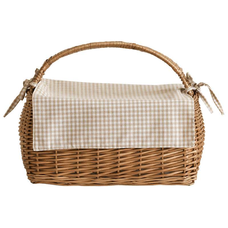 日式柳编手提篮收纳筐藤编田园收纳篮摄影篮储Q物筐野餐篮水果篮