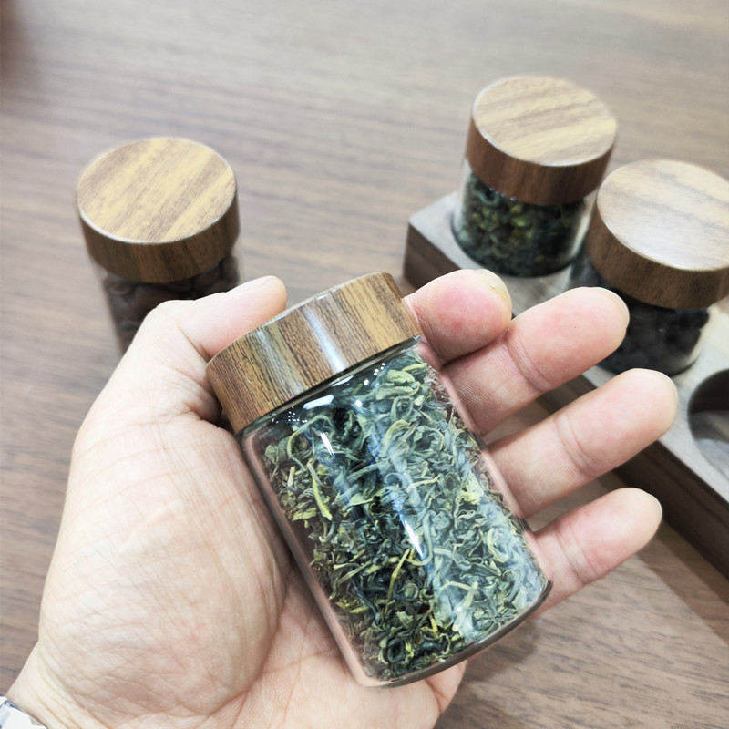 日式迷你小号h茶叶罐咖啡豆储存罐展示玻璃密封罐便携燕窝分装瓶