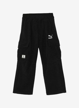 Puma/彪马正品2025大童宽松休闲中腰加绒工装长裤950001-01