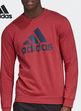 Adidas/阿迪达斯正品男子圆领LOGO休闲运动套头衫卫衣 GJ6592