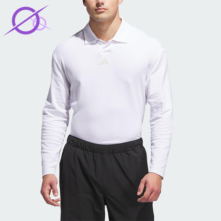 Adidas/阿迪达斯正品2025男士透气套头高尔夫长袖POLO衫JN3037