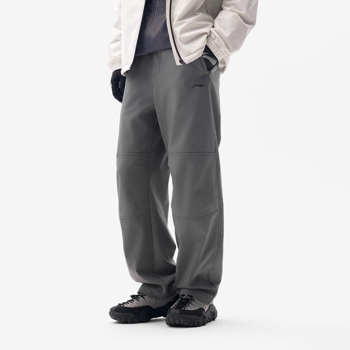 李宁正品秋季新款男子加绒保暖干爽舒适梭织运动直筒长裤AYKV729