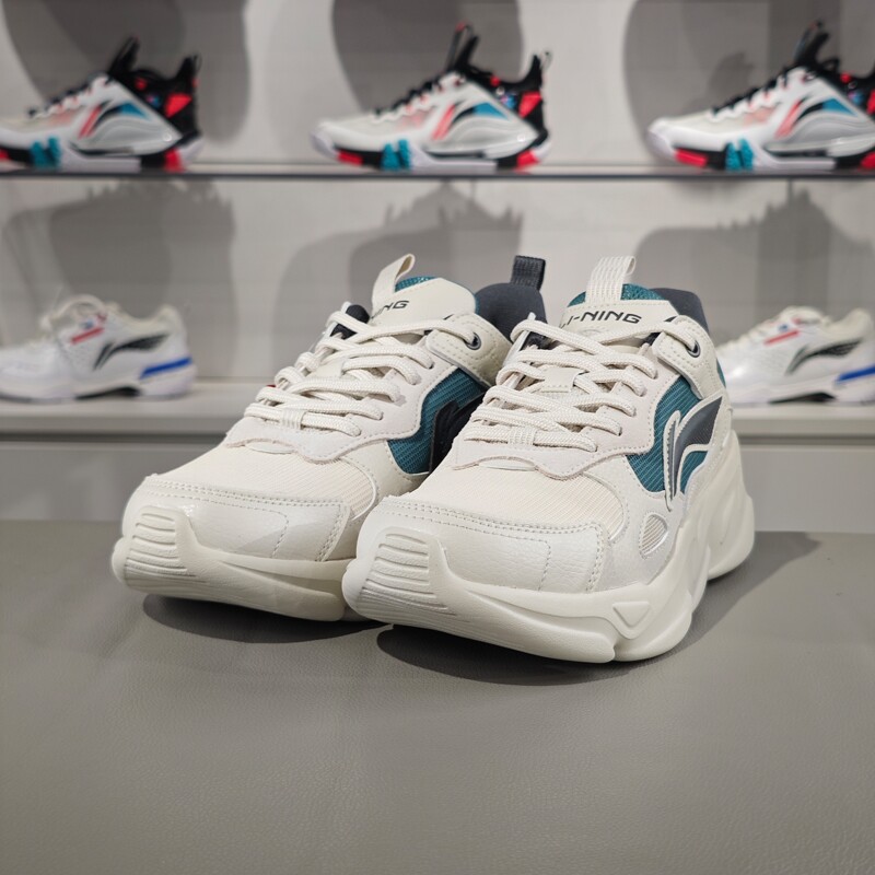 李宁正品流萤男子复古低帮舒适透气厚底耐磨运动休闲鞋AGCT387-1