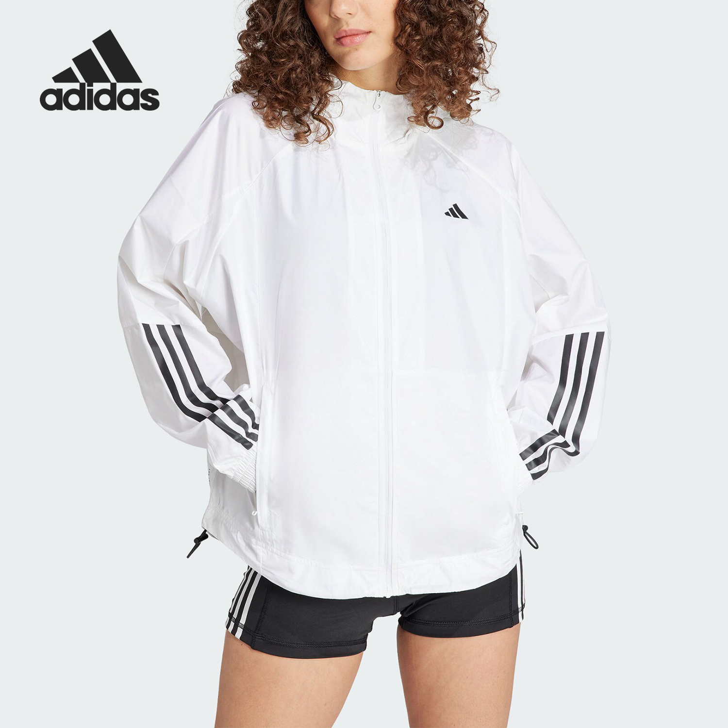 Adidas/阿迪达斯正品HYGLM WINDB女士运动健身连帽夹克IS8042