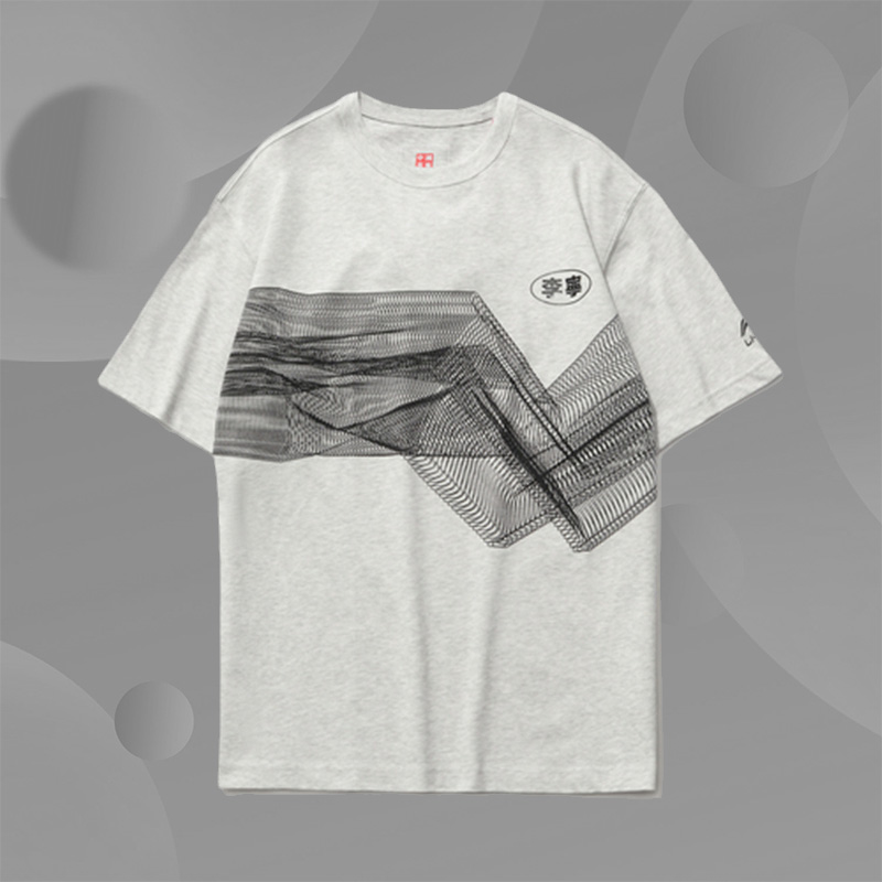 中国李宁春季新款宽松T恤秀款男短袖文化衫AHSR259