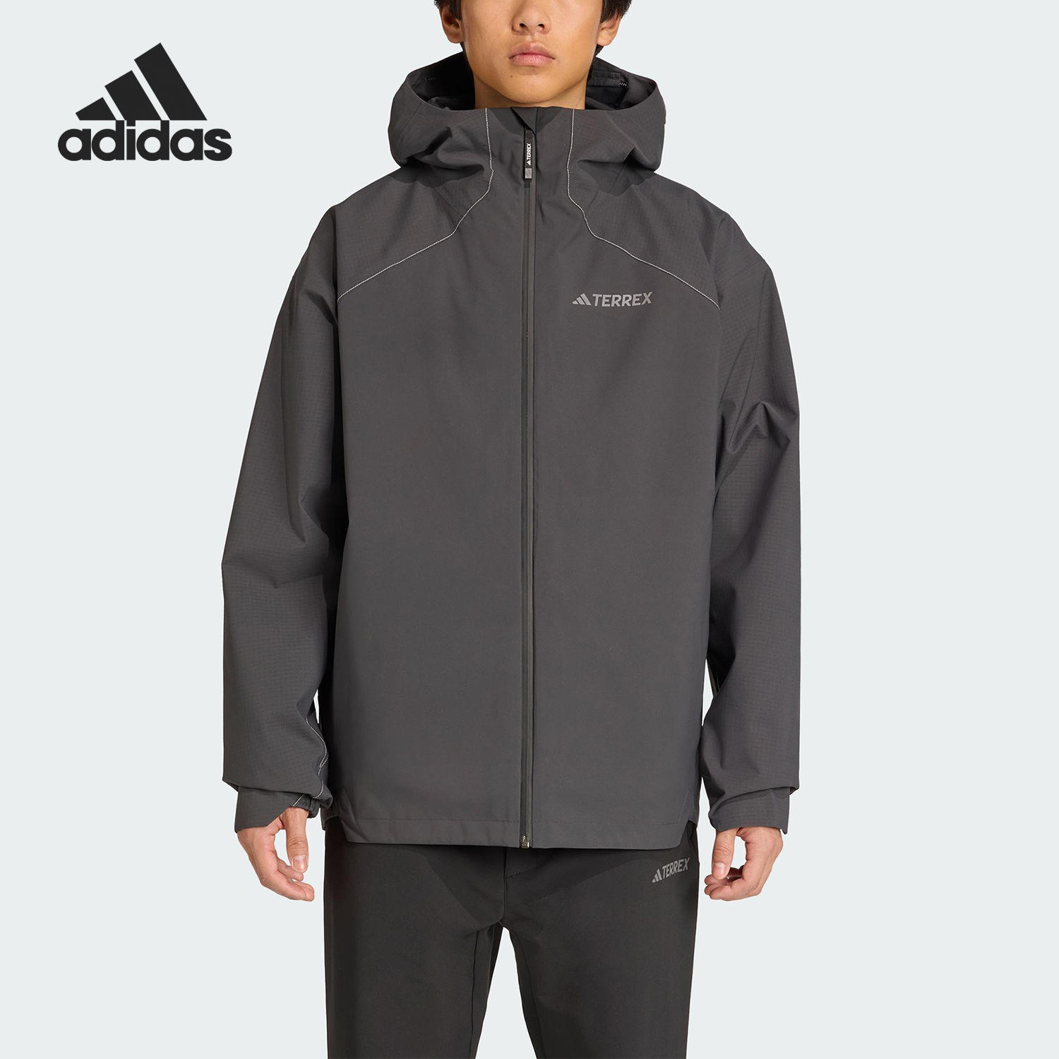 Adidas/阿迪达斯正品TERREX男士户外三合一连帽冲锋衣JV8688