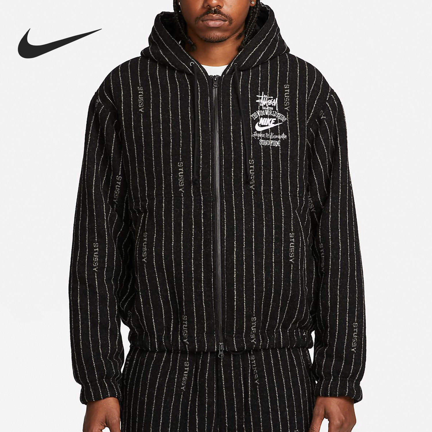 Nike/耐克正品新款男女运动休闲条纹户外夹克外套DR4413-010