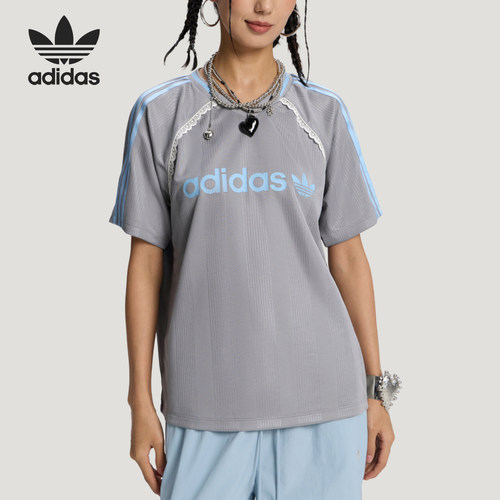Adidas/阿迪达斯正品三叶草女士宽松运动针织短袖T恤LF2324