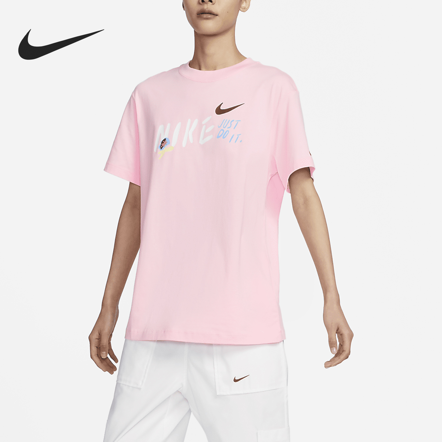 Nike/耐克正品新款女士圆领宽松休闲透气短袖T恤FJ7714-690