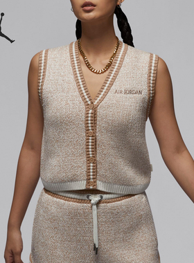 Nike/耐克正品Jordan女士时尚休闲V领无袖运动马甲FV7114-133