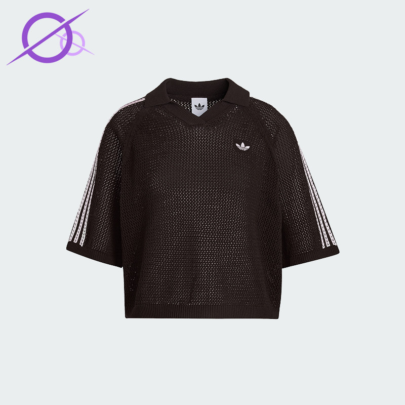 Adidas/阿迪达斯正品三叶草女士时尚针织运动POLO衫KE0198 - 实物图