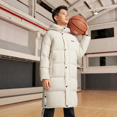 李宁正品冬季新款男女大童户外休闲保暖运动连帽羽绒服YYMV141