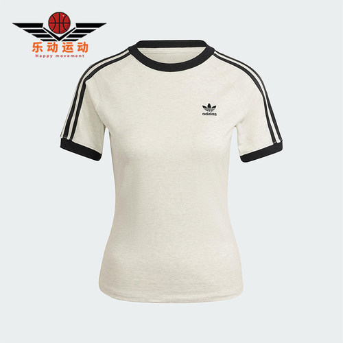 Adidas/阿迪达斯正品三叶草女士印花圆领经典套头修身短袖IR8104