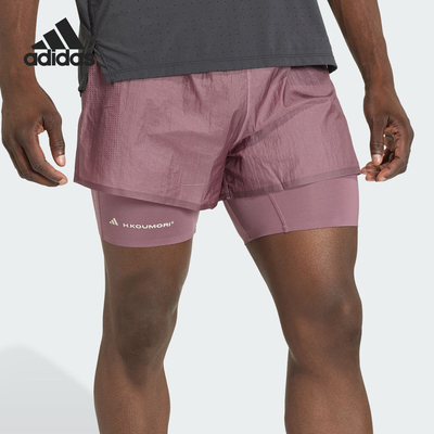 Adidas/阿迪达斯正品夏季男士时尚跑步二合一简约训练短裤KB8431