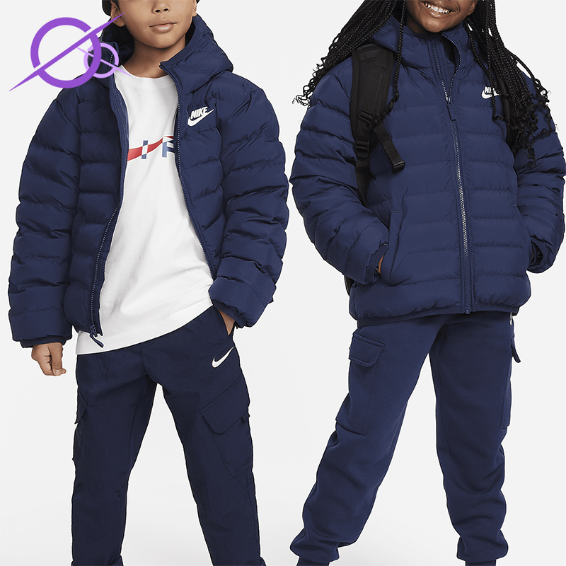 Nike/耐克正品2025秋季款大童日常连帽保暖耐穿棉服FD2845-410