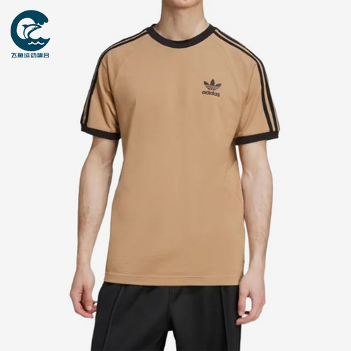 Adidas/阿迪达斯正品三叶草男士三条纹圆领修身短袖T恤JY1370