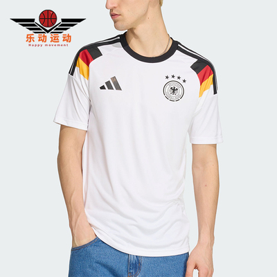 Adidas/阿迪达斯正品德国队新款男白黑色足球短袖T恤球衣JZ4556