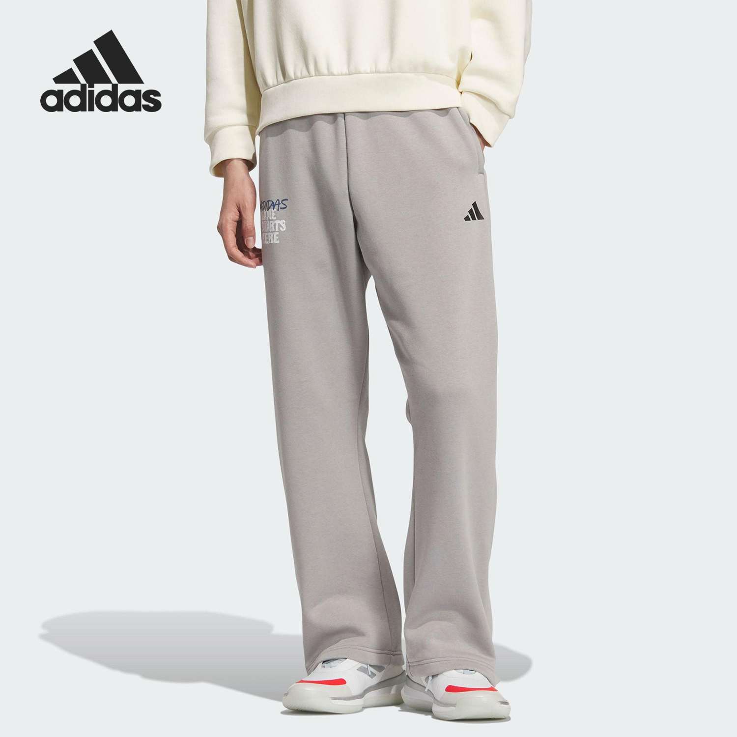 Adidas/阿迪达斯正品2025秋季款男士日常松紧腰直筒长裤KC2801