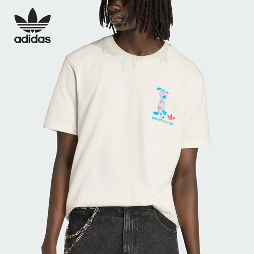 Adidas/阿迪达斯正品三叶草新款男米白色经典亲柔短袖T恤KB6216