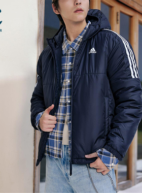 Adidas/阿迪达斯正品2025秋季款男士经典保暖运动连帽棉服KF6757