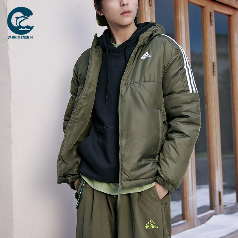 Adidas/阿迪达斯正品Essentials男士休闲连帽保暖运动棉服KF6756
