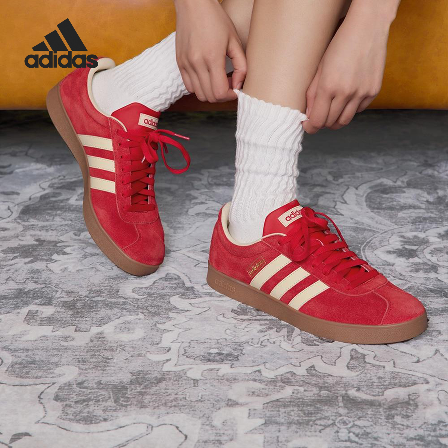 Adidas/阿迪达斯正品VL COURT CLASSIC男女经典绒面板鞋KK3774