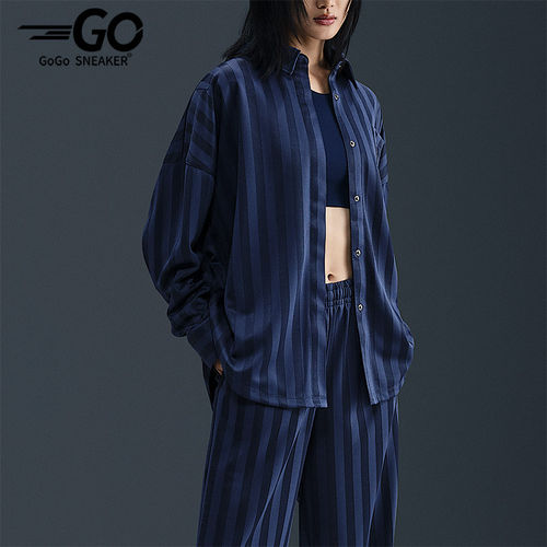 Nike/耐克正品Sportswear女士休闲条纹宽松耐穿衬衫HV1957-410