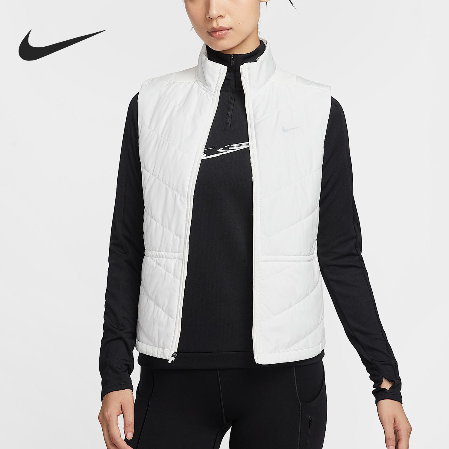 Nike/耐克正品2025女士运动反光跑步保暖拼接棉马甲HV2656-133