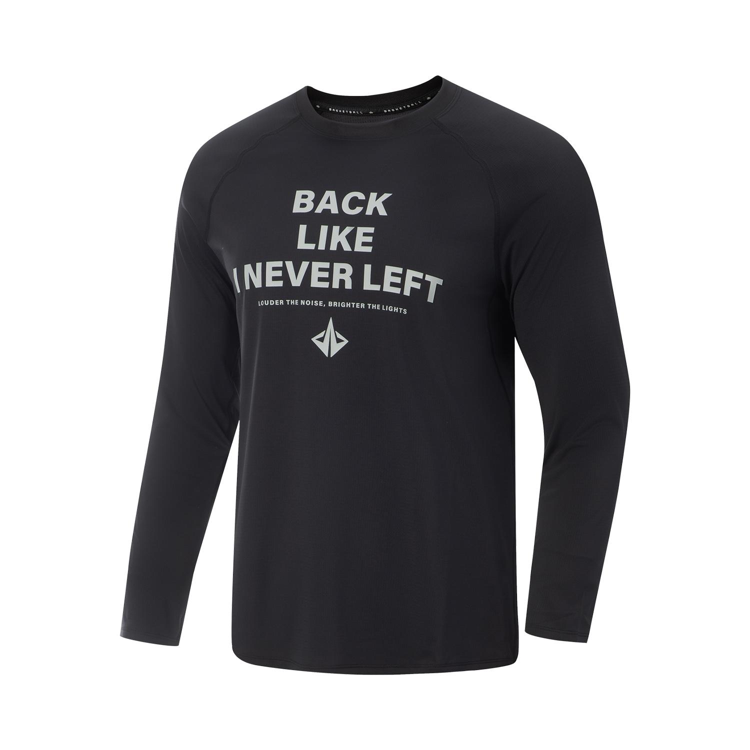 李宁正品吉米巴特勒男子运动圆领字母印花速干凉爽长袖T恤ATLV087