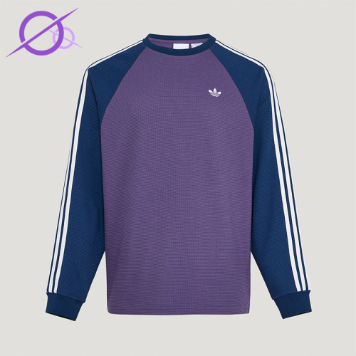 Adidas/阿迪达斯正品三叶草男女休闲华夫格拼接运动长袖T恤KV8868