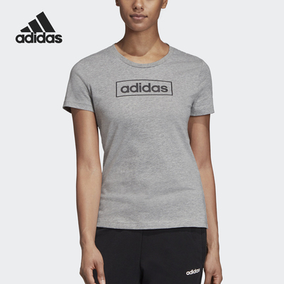 Adidas/阿迪达斯正品2025女士休闲字母印花圆领简约透气T恤EI4583
