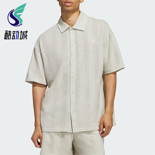 Adidas/阿迪达斯正品三叶草男女宽松透气经典翻领网眼衬衫JP0653