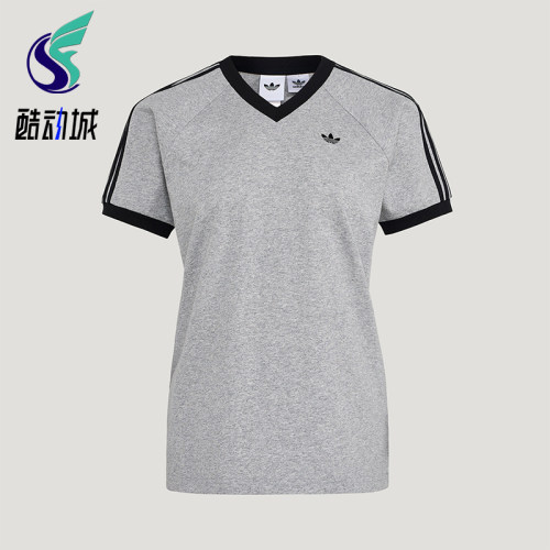Adidas/阿迪达斯正品三叶草VNECKT-SHIRT新款女经典短袖T恤KU4771