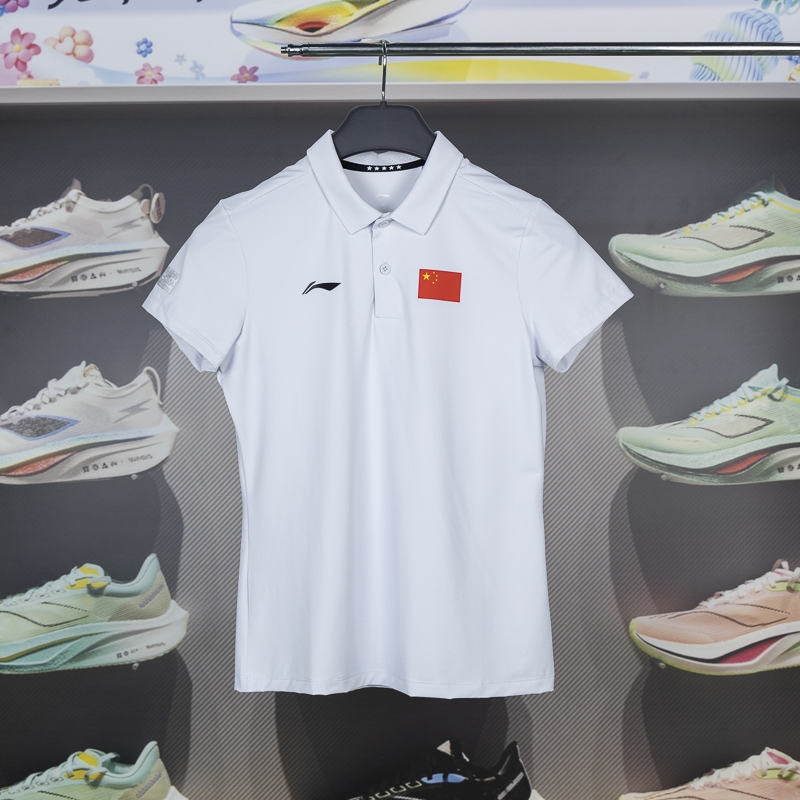 李宁正品2024新款女子商务国家队针织轻盈短袖POLO衫APLU076-3