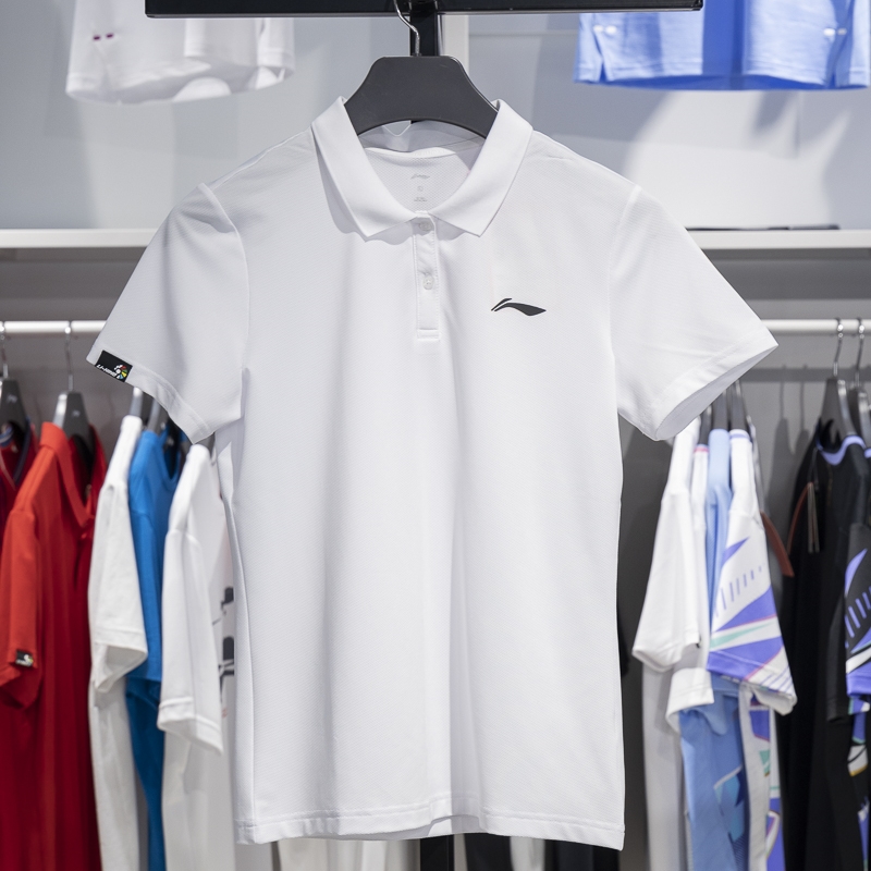 李宁正品羽毛球系列女子柔软舒适透气运动短袖POLO衫APLR126-4