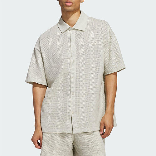 Adidas/阿迪达斯三叶草男女宽松透气经典翻领网眼衬衣衬衫JP0653