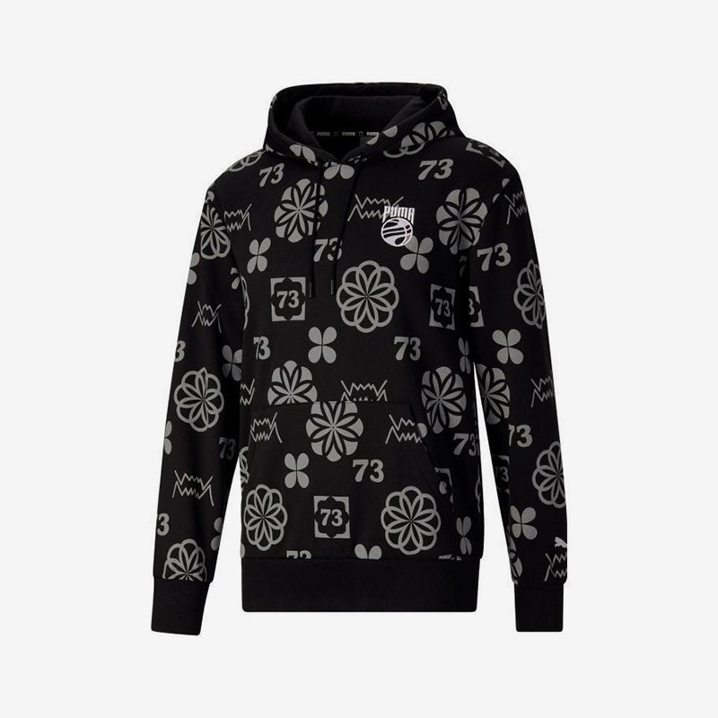 Puma/彪马正品新款男士印花简约经典针织连帽卫衣套头衫536492-01