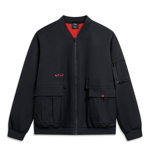 Lining 简约防风宽松棉夹克AJMU011 李宁正品 日进斗金系列男子时尚
