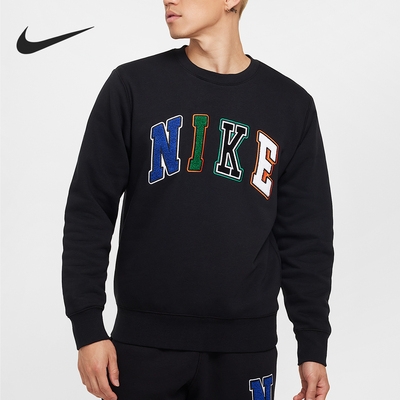 Nike/耐克正品2025秋季款男士休闲印花针织圆领卫衣FZ0880-010