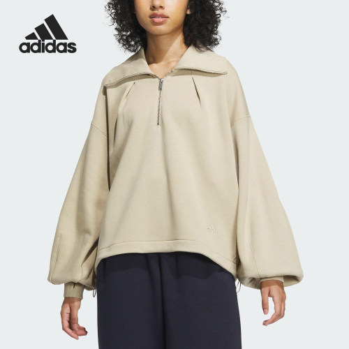 Adidas/阿迪达斯正品ASZN FL HZ TOP女士加绒半拉链卫衣IY4280