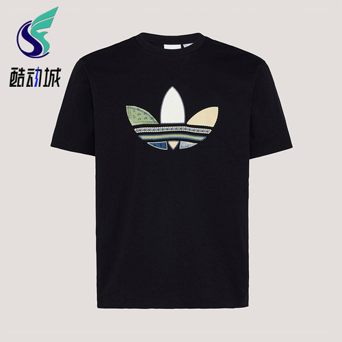 Adidas/阿迪达斯正品三叶草男士松弛感宽松经典日常印花T恤KW5671