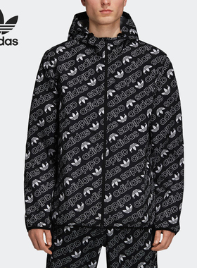 Adidas/阿迪达斯正品三叶草男士平铺印花宽松休闲梭织外套DH4796