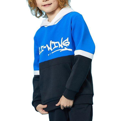 李宁正品2025新款男大童时尚字母撞色连帽休闲套头卫衣YWDR345-1