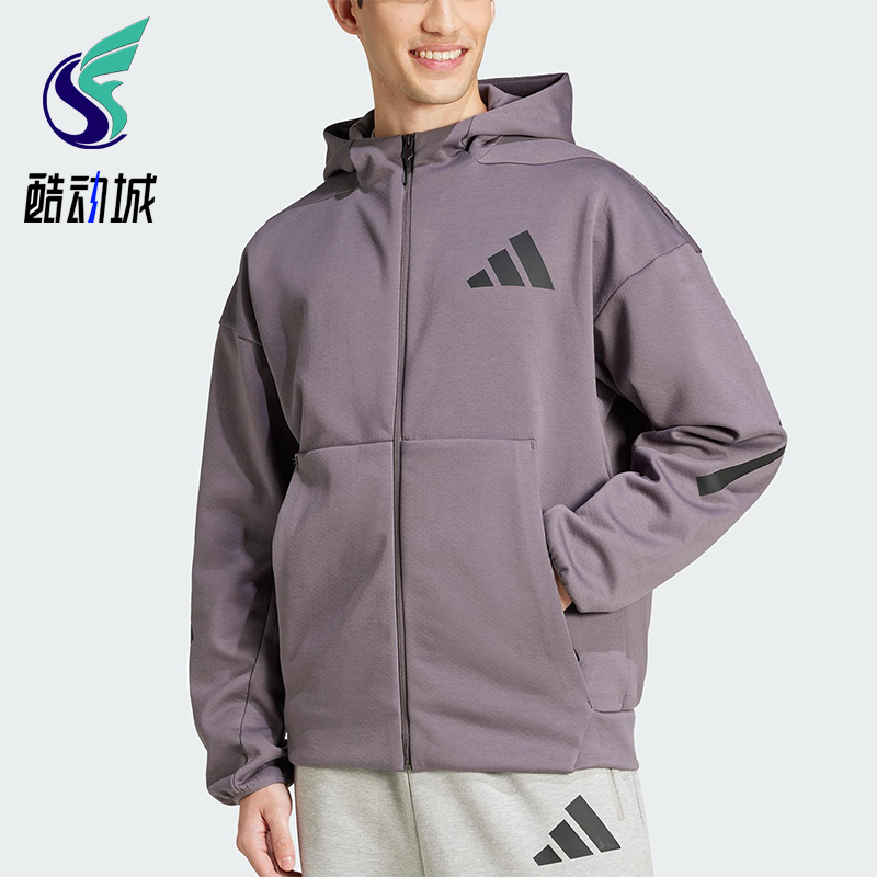 Adidas/阿迪达斯正品2025春季男装经典针织连帽运动外套JD2911